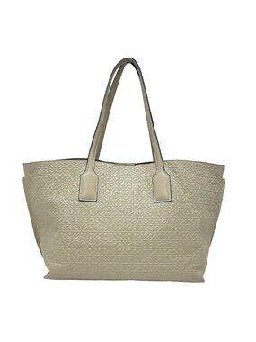 Loewe Tote Bag Anagram Pattern Gray Beige Embossed Leather